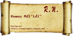 Remes Máté névjegykártya